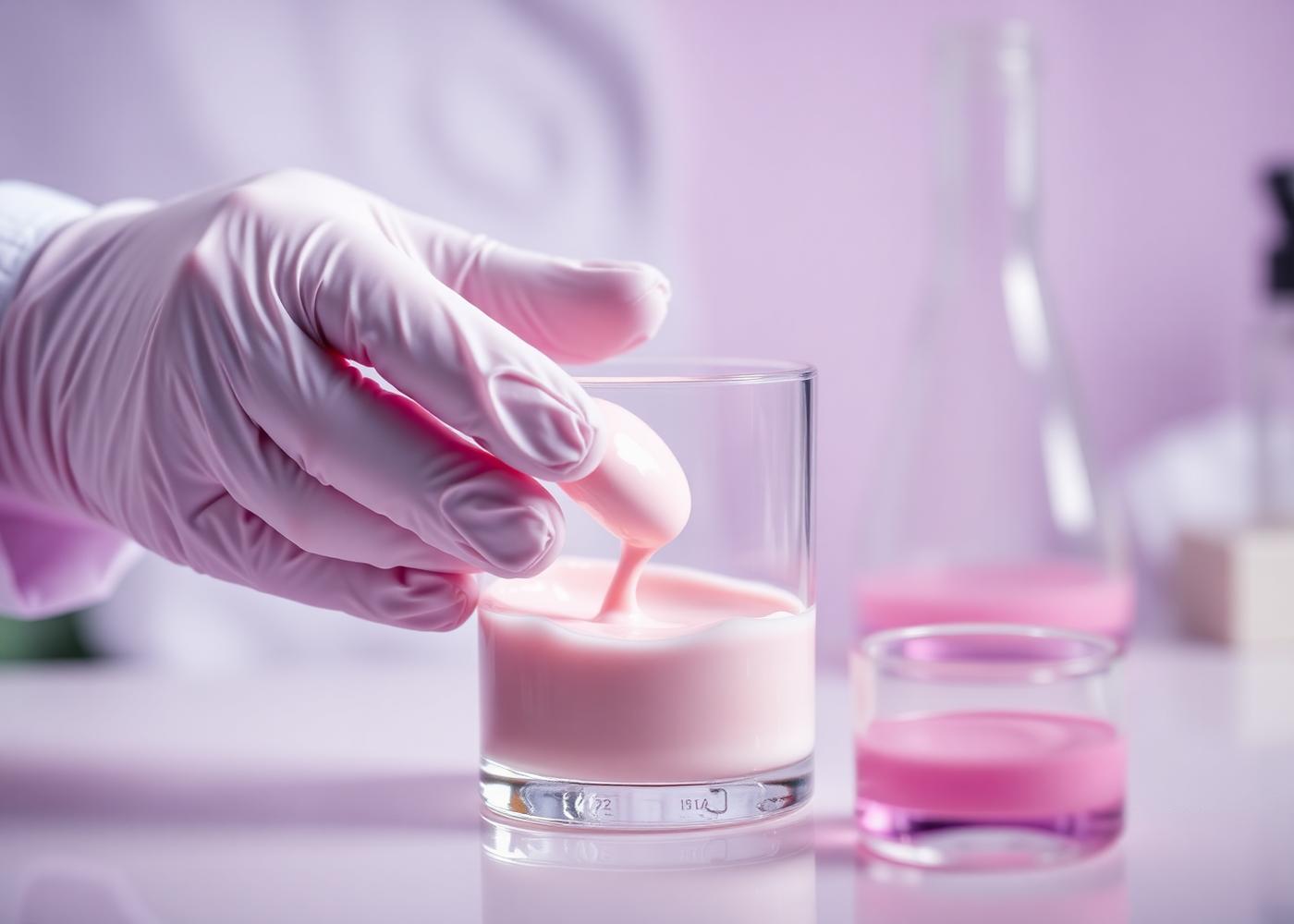 Chemist blending cream in laboratory
